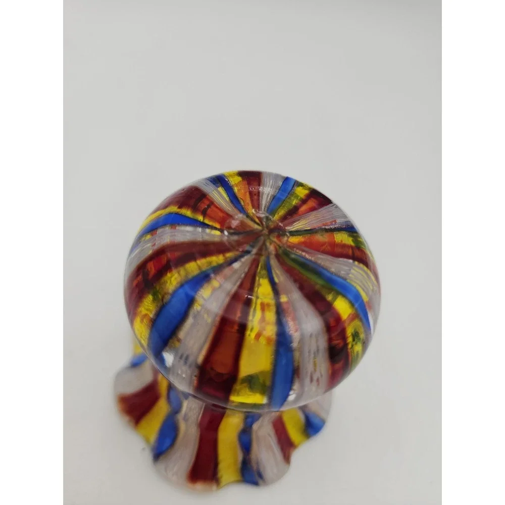 VTG MURANO Latticino Design In Tutti Fruity Colors Toothpick Holder Small Vase